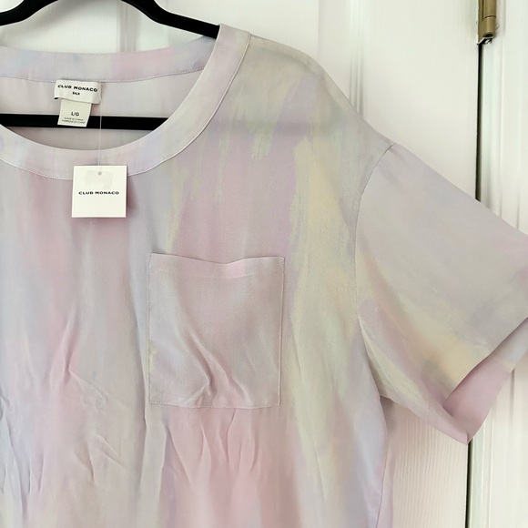 NEW Club Monaco Relaxed Silk Short Sleeve T-Shirt Size Large - Picture 6 of 7